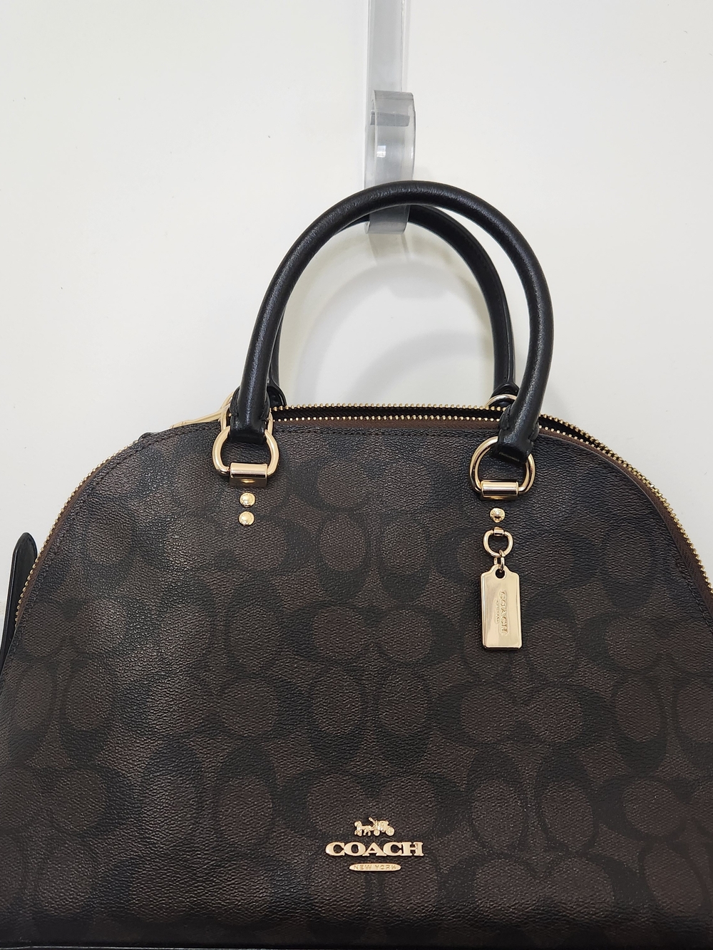 COACH Katy Brown/Black Signature Canvas Dome Satchel